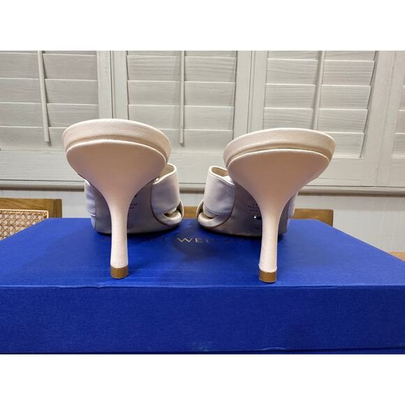 Stuart Weitzman Carmen 75 Slide Sandal Lacquered Nappa Seashell Size 7 NIB - Picture 9 of 14